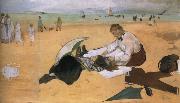 Edouard Manet On the beach,Boulogne-sur-Mer oil painting artist